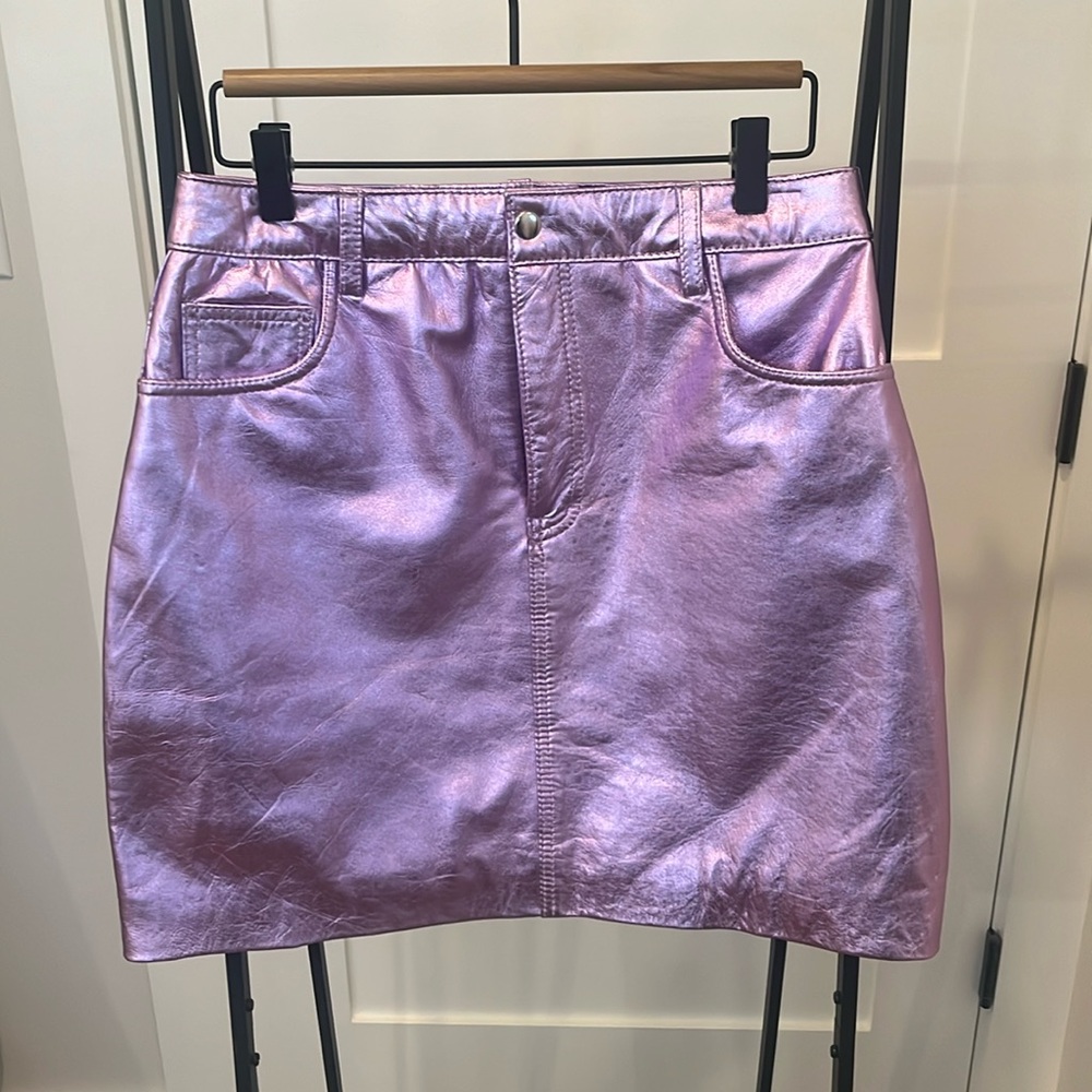 Understated Leather purple metallic mini skirt
